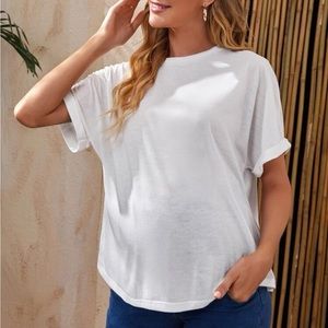 MATERNITY cuffed sleeve solid tee